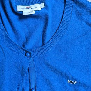 Blue Vineyard Vines cardigan with bubble buttons